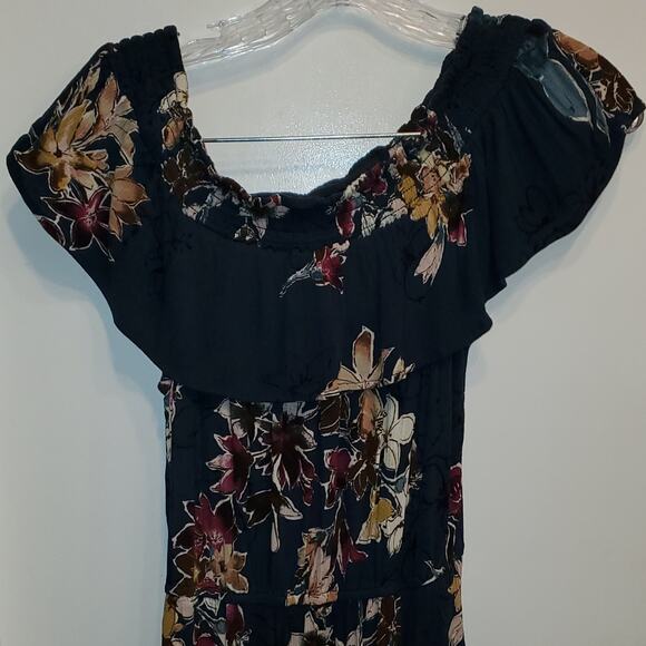 Xhilaration Maxi Floral Flowy Off the Shoulder Elastic Waist Dress Size Small - Picture 2 of 6